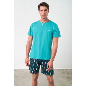 Vamp - Dvoudílné pánské pyžamo 18701 - Vamp Barva: sea baltic, Velikost: M