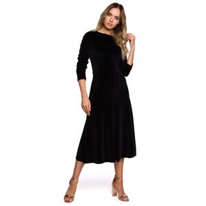 Dámské sametové midi šaty s rukávy černé  černá XL model 18394435 - Moe