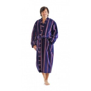 OXFORD proužek - pánské bavlněné kimono Velikost: M, Řezání: dlouhý župan kimono, Barva: modrý proužek 5003