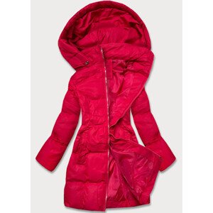 Červená dámská zimní bunda s kapucí (5M722-270) Červená XL (42)