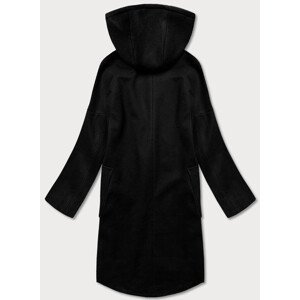 Černý dámský kabát plus size s kapucí (2728) černá 48