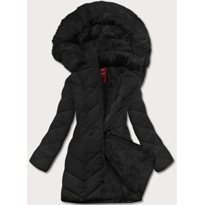 Černá dámská zimní bunda s kapucí (2M-21308) černá L (40)