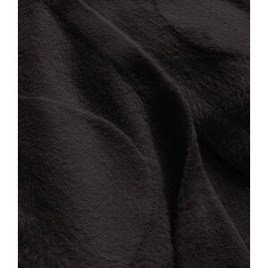 Tmavě hnědý dlouhý vlněný přehoz přes oblečení typu alpaka s kapucí (908) odcienie brązu ONE SIZE
