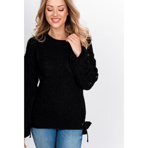 Dámský pletený svetr s mašlemi - černá, Velikost: UNI