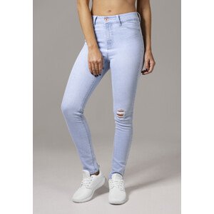 Dámské úzké džínové kalhoty s vysokým pasem - modré Velikost: 27