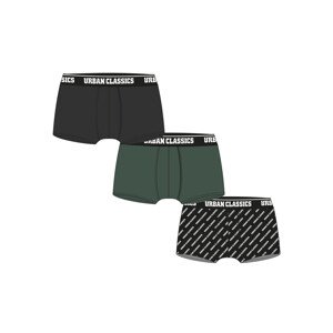 Boxerky 3-balení tmavě zelené+černé+značkové aop XL