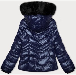 Krátká dámská prošívaná zimní bunda v švestkové barvě s kapucí J Style (58M23068-4) odcienie niebieskiego S (36)