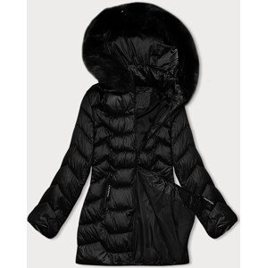 Černá prošívaná dámská bunda s kapucí S'west (B8169-1) odcienie czerni 48