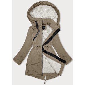 Dámská zimní bunda ve velbloudí barvě s kapucí Glakate (H-3832) Béžová M (38)