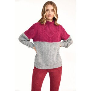 Dámský svetr model 159521 Fuchsie šedá - Nife UNI šedá-malinová