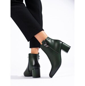 Stylové  kotníčkové boty zelené dámské na širokém podpatku  36
