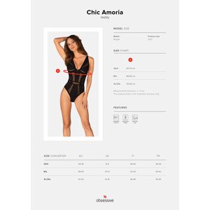 Luxusní body Chic Amoria teddy - Obsessive černá XS/S