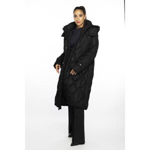 Černá dlouhá prošívaná zimní bunda s kapucí Ann Gissy (AG9-9001) odcienie czerni M (38)