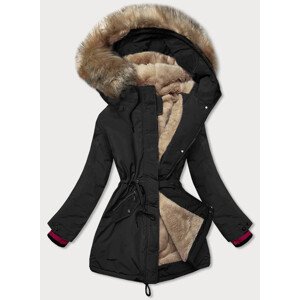 Černá dámská zimní bunda s kapucí (CAN-579) odcienie czerni XL (42)