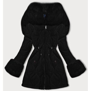 Černá dámská prošívaná zimní bunda s kožešinovou podšívkou Ann Gissy (AG1-3091) odcienie czerni S (36)
