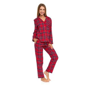 Dámské flanelové pyžamo Carola červené káro červená XL