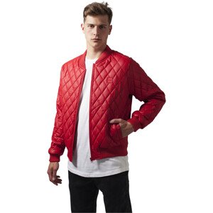 Diamond Quilt Synthetic Leather Jacket fire red L