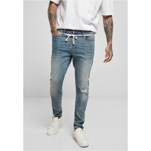 Slim Fit Drawstring Jeans středně těžké zničené seprané 32/32