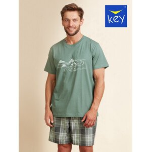Pánské pyžamo MNS 719 A22 Zelená s potiskem - Key  zelená-potisk L