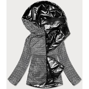Oboustranná černá dámská bunda s kapucí (B9793-1) odcienie czerni XXL (44)