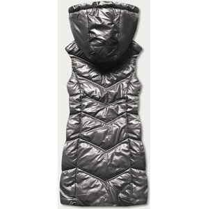 Lesklá šedá vesta s kapucí (B8025-70) odcienie szarości XXL (44)