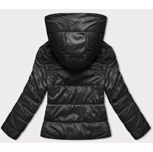 Krátká černá dámská bunda s kapucí (B8187-1) černá XXL (44)