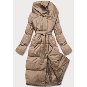 Béžová dámská zimní přeložená obálková bunda (5M737-84) béžová S (36)
