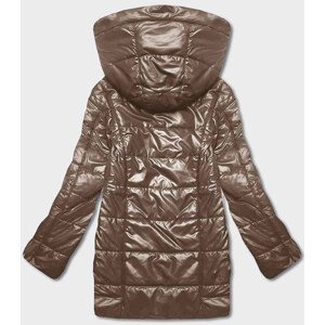 Tmavě béžová dámská bunda s asymetrickým zipem (B8087-46046) Béžová 52