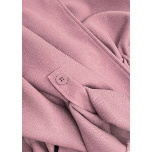 Volný dámský kabát ve starorůžové barvě s klopami (20536) Růžová ONE SIZE