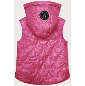 Neonově růžová tenká dámská vesta se zlatým zipem S'West (B8229-83) Růžová S (36)