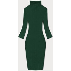 Vypasované žebrované šaty v lahvově zelené barvě s rolákem Rue Paris (5133) odcienie zieleni XL (42)