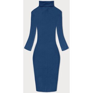 Modré vypasované žebrované šaty s rolákem Rue Paris (5133) modrá XL (42)