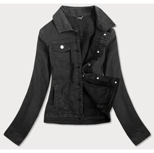 Vypasovaná černá dámská džínová bunda model 15032350 Černá L (40) - FIONINA JEANS