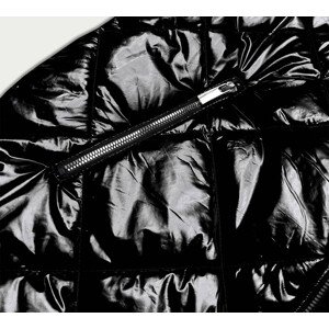 Lesklá černá vesta s kapucí (7005BIG) odcienie czerni XXL (44)