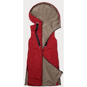 Červeno/béžová oboustranná dámská vesta s kapucí S'West (B8221-4) odcienie czerwieni S (36)