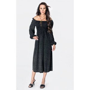 Černé dámské puntíkované šaty ve španělském stylu s dlouhými rukávy Ann Gissy (DLY016) odcienie czerni XL (42)