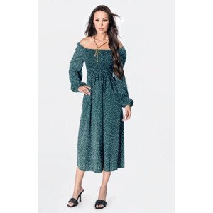 Dámské puntíkované šaty ve španělském stylu v mořské barvě s dlouhými rukávy Ann Gissy (DLY016) odcienie zieleni XL (42)