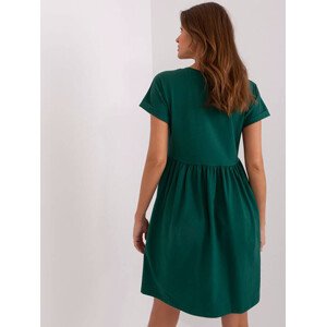 Tmavě zelené látkové šaty s netopýřími rukávy (5672-38) odcienie zieleni XL (42)