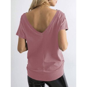 Dámské tričko T-shirt basic ve špinavě růžové barvě s výstřihem vzadu Feel Good (4662-35) růžová S (36)
