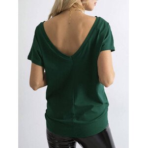 Tmavě zelené dámské tričko T-shirt basic s výstřihem vzadu Feel Good (4662-38) zielony XL (42)