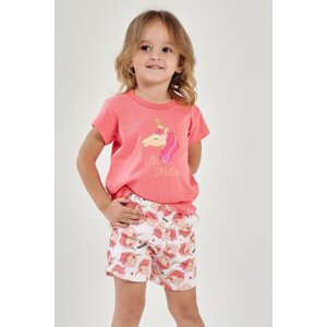 Letní dívčí pyžamo Mila růžové s jednorožcem růžová 152