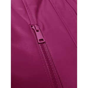 Tmavě růžová krátká dámská bunda ramoneska se stojáčkem J Style (11Z8127) Růžová S (36)