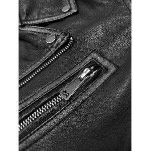 Černá vintage bunda ramoneska s opaskem J Style (11Z8125) odcienie czerni L (40)