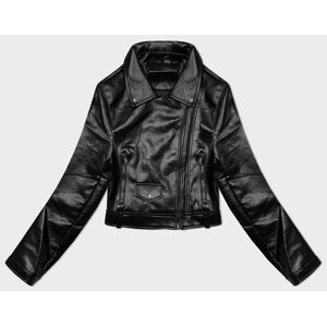 Černá kožená bunda s klopami J Style (11Z8128) odcienie czerni S (36)