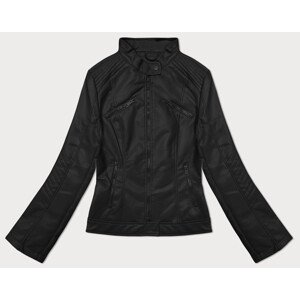 Černá dámská bunda z ekologické kůže se stojáčkem J Style (11Z8131) odcienie czerni S (36)