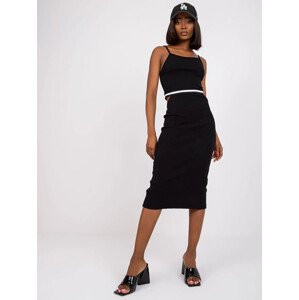 Černé žebrované šaty s vykrojeními Rue Paris (7686) odcienie czerni S (36)