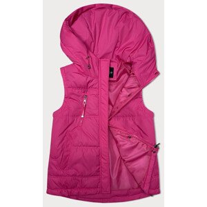 Volná růžová dámská vesta s kapucí (2655) Růžová S (36)