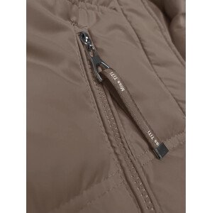 Volná béžová dámská vesta s kapucí (2655) Béžová XL (42)