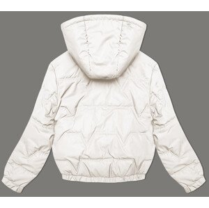 Prošívaná bunda v ecru barvě s odepínací kapucí Miss TiTi (2482) odcienie bieli S (36)
