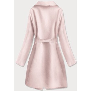 Světle růžový dámský minimalistický kabát (747ART) Růžová ONE SIZE